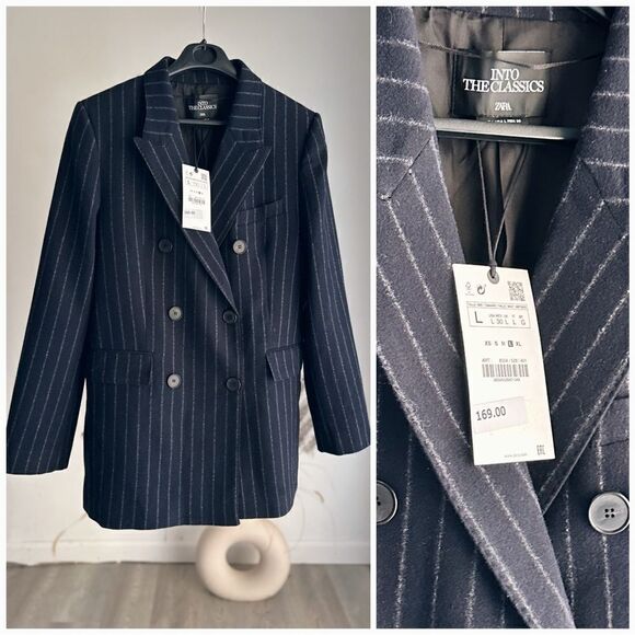 Zara Limited Edition Wool Blend Striped Blazer New - Picture 2 of 9